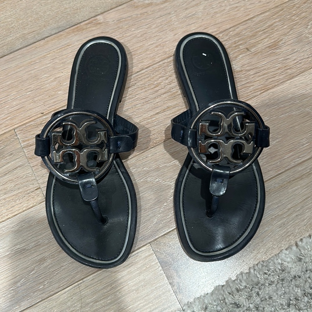 Tory Burch Sandals- size 6.5 navy and silver